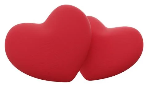 Two red hearts together Stock Illustration