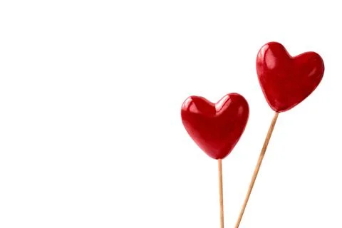 Two red hearts on white background. Valentines Day concept. Holiday background 写真素材