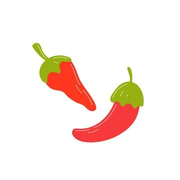 Two red hot peppers are isolated on a white background. Stock Illustration