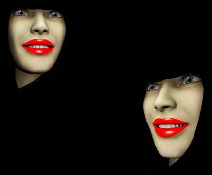 Two Red Lips Ladys Stock Illustration