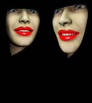 Two Red Lips Ladys Stock Illustration
