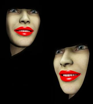 Two Red Lips Ladys Stock Illustration