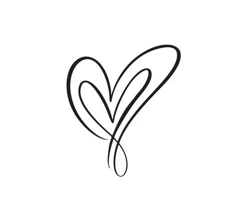 Two red lovers heart logo. Handmade vector calligraphy. Decor for greeting card Stock Illustration