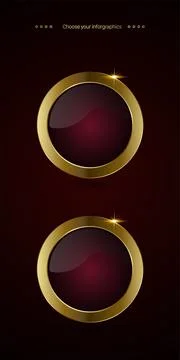 Two red luxury vector circular buttons design featuring a rich burgundy red.. Stock Illustration