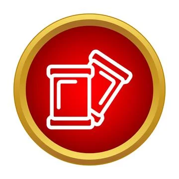 Two red metallic spools thread flat icon Stock Illustration
