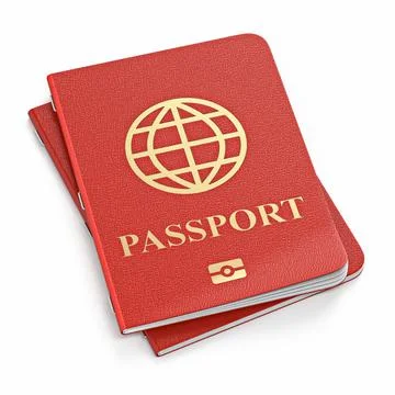 Two red passports 3D Stock Illustration