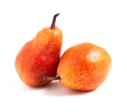 Two red pears on white background Stock Photos