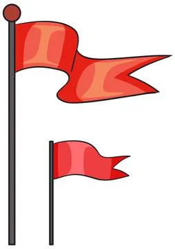 Two Red Pennant Flags on Vertical Flagpoles Stock Illustration