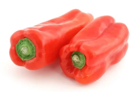Two red pepper on white background Foto stock