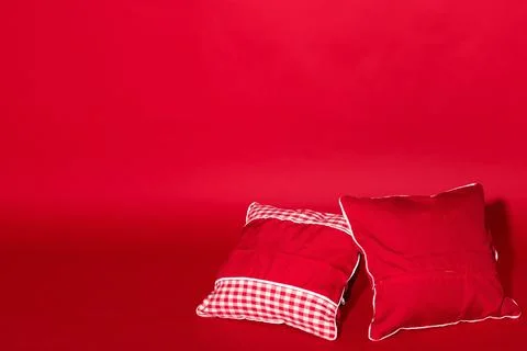Two red pillows Stock Photos