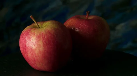Two Red Pippin Apples  turn Stock Footage 25421199