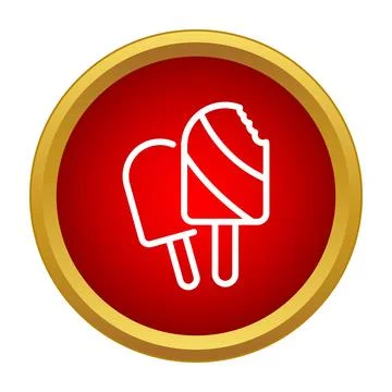 Two red popsicles icon with one bitten Stock Illustration