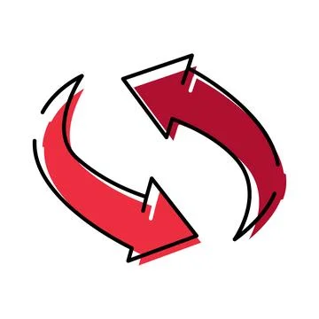 Two red refreshing arrows spinning in a loop 스톡 일러스트
