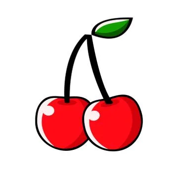 Two red ripe cherries, vector comic illustration in pop art retro style Stock Illustration