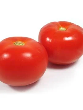 Two red ripe tomatoes. isolated on white background. Healthy veg Foto stock