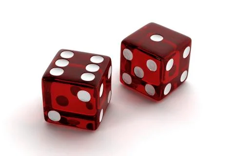 Two red semi transparent craps dice Stock Illustration