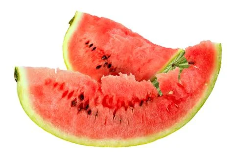 Two red slice of ripe watermelon Stock Photos