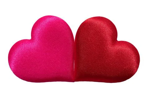 Two red small hearts isolated on white background Stock Photos