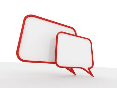 Two red speech bubbles on white background Illustrazione stock