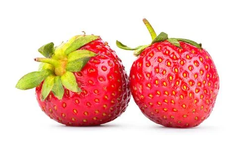 Two red strawberries Stock Photos