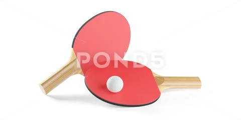 a red ping pong paddle Stock Photo