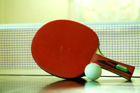 Two Red Table Tennis Rackets Stock Photos