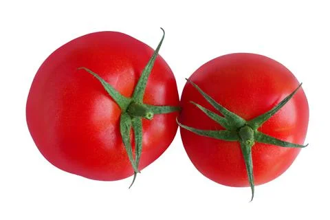 Two red tomatoes on a white background, isolate Stock Photos