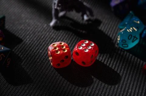 Two Red Translucent Six-Sided Dice Stock Photos