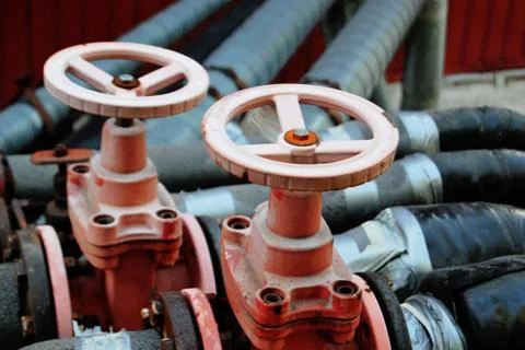 Two red valves Foto stock