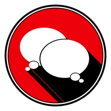 Two red, white round speech bubbles icon, shadow Illustrazione stock