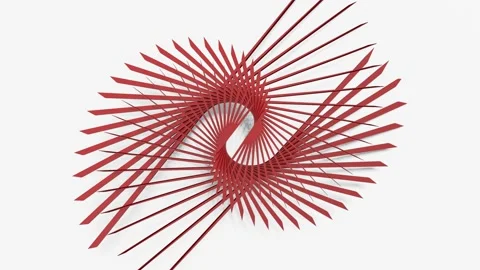 Two red, wing-like abstract objects change their position and eventually create Stock Footage 165769388