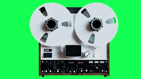Two reels of an analog audio tape recorder or machine are the most popular audio Stock Footage 285076140