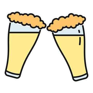 Two refreshing beer glasses clinking for a celebratory toast Stock Illustration