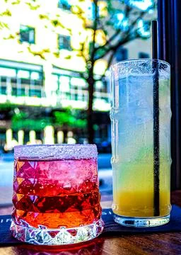 Two Refreshing Cocktails on a Table Stock Photos