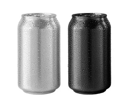 Two refreshing cold soda cans covered with water droplets Stock Photos