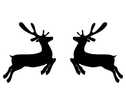 Two reindeers on a white background jump to each other for Christmas Stock Illustration
