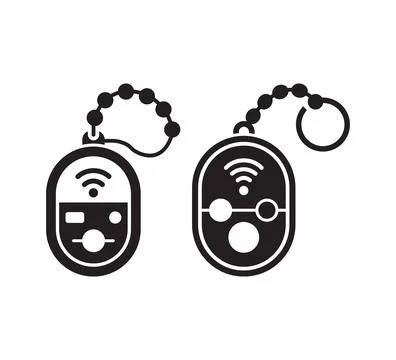 Two Remote Controls with Distinct Button Layouts and Chains Stock Illustration