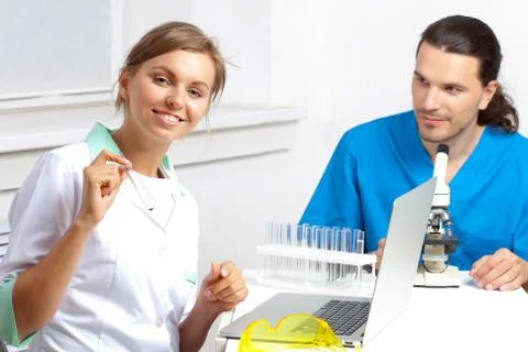 Two researchers Stock Photos