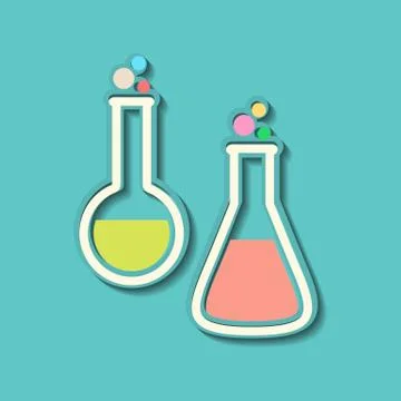 Two retro colorful test tubes on blue background Stock Illustration