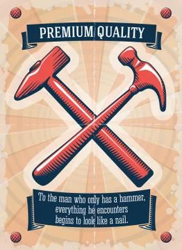 Two retro hammers tool shop poster Illustration