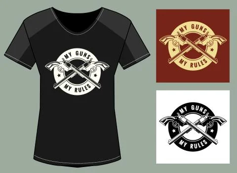 Two Revolvers Print Template Stock Illustration