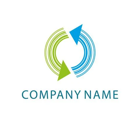 Two revolving arrows made of barcode in green and blue Stock Illustration