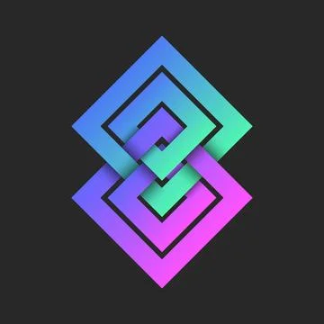 Two rhombus logo or chain square link symbol vibrant gradient creative desi.. 库存插图