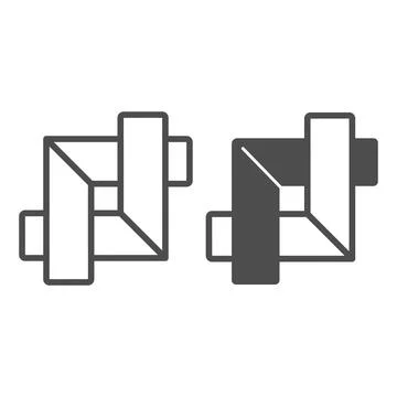 Two right angle rulers line and solid icon, stationery concept, drafting tool Stock Illustration