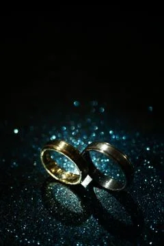 Two Ring and Blue Glitter Stock Photos
