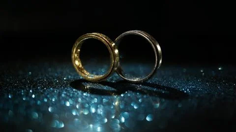 Two Ring and Blue Glitter Stock Photos