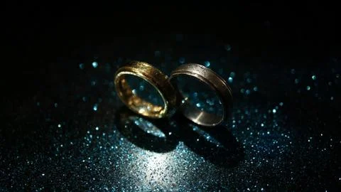 Two Ring and Blue Glitter Stock Photos