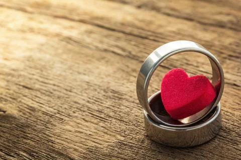 Two ring and heart shape Stock Photos