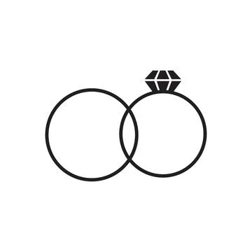 Two rings with diamond icon Stock Illustration