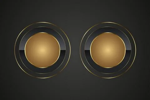 Two rings Premium circle button in round gold frameLuxury circles in realis.. Stock Illustration